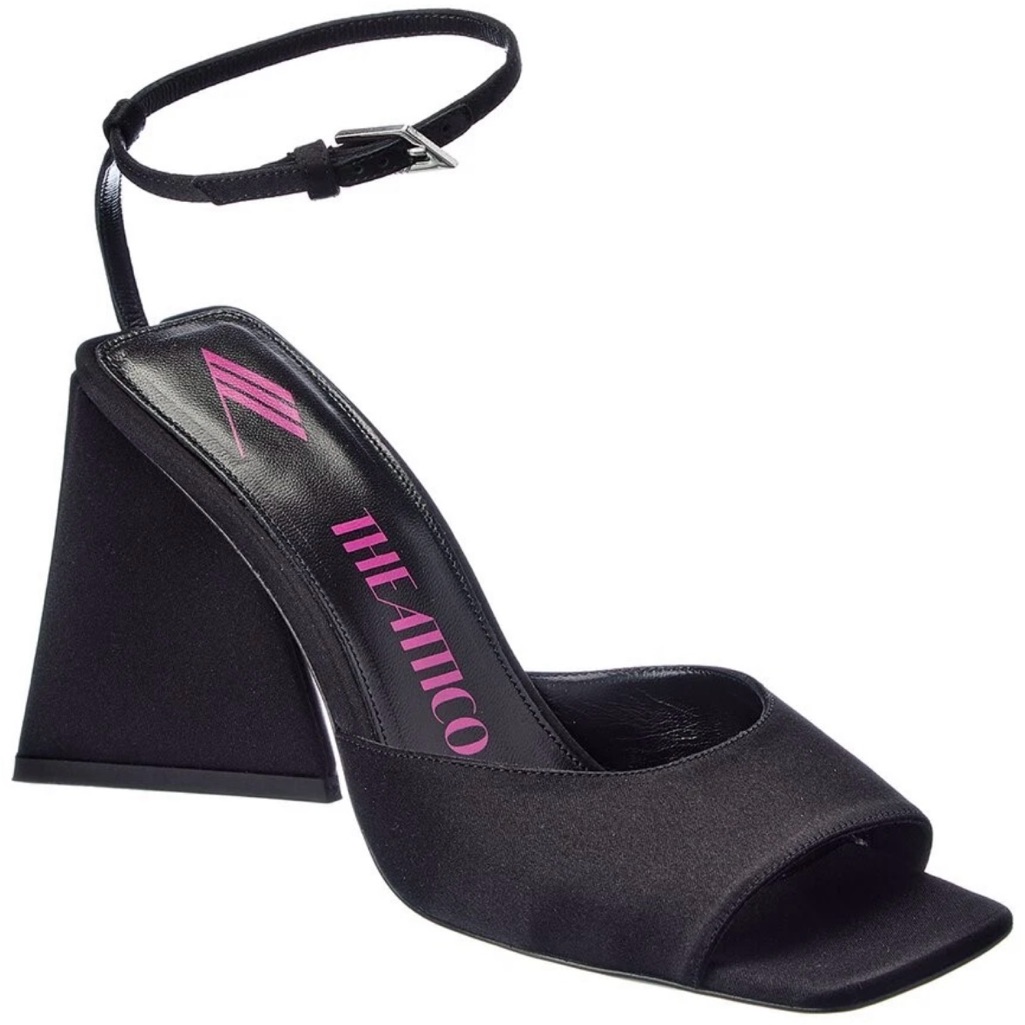 The Attico Piper 85 Satin Sandal Women's Black Open-Toe Block Heels Size 8